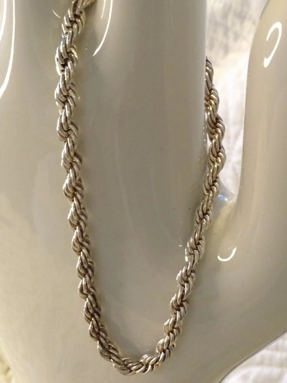 NWOT 925 Sterling Silver 8" rope bracelet Plain charm Pretty Fairycore Versatile - Picture 1 of 3